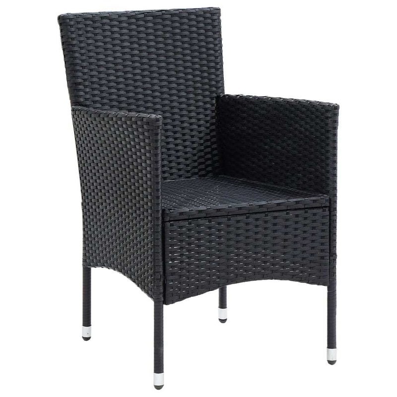 Set mobilier de grădină cu perne, 7 piese, negru, poliratan