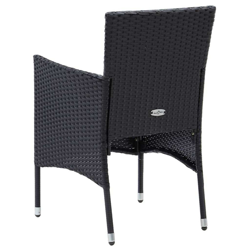 Set mobilier de grădină cu perne, 7 piese, negru, poliratan
