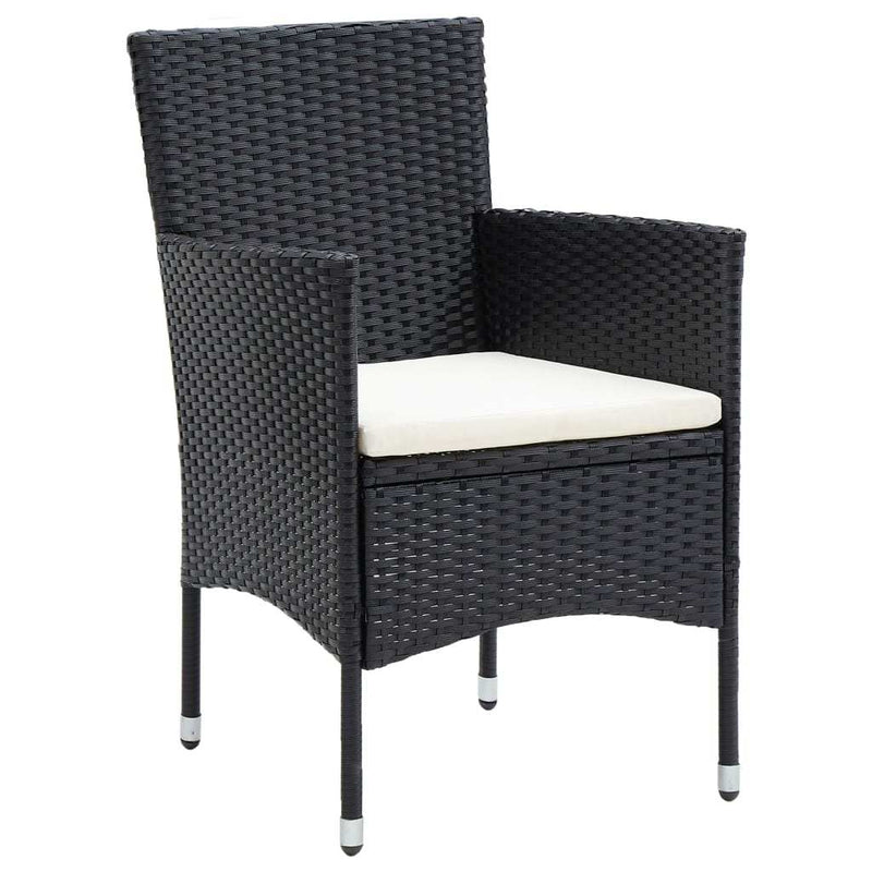 Set mobilier de grădină cu perne, 7 piese, negru, poliratan