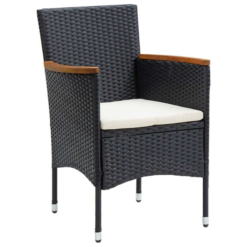 Set mobilier de grădină cu perne, 9 piese, negru, poliratan