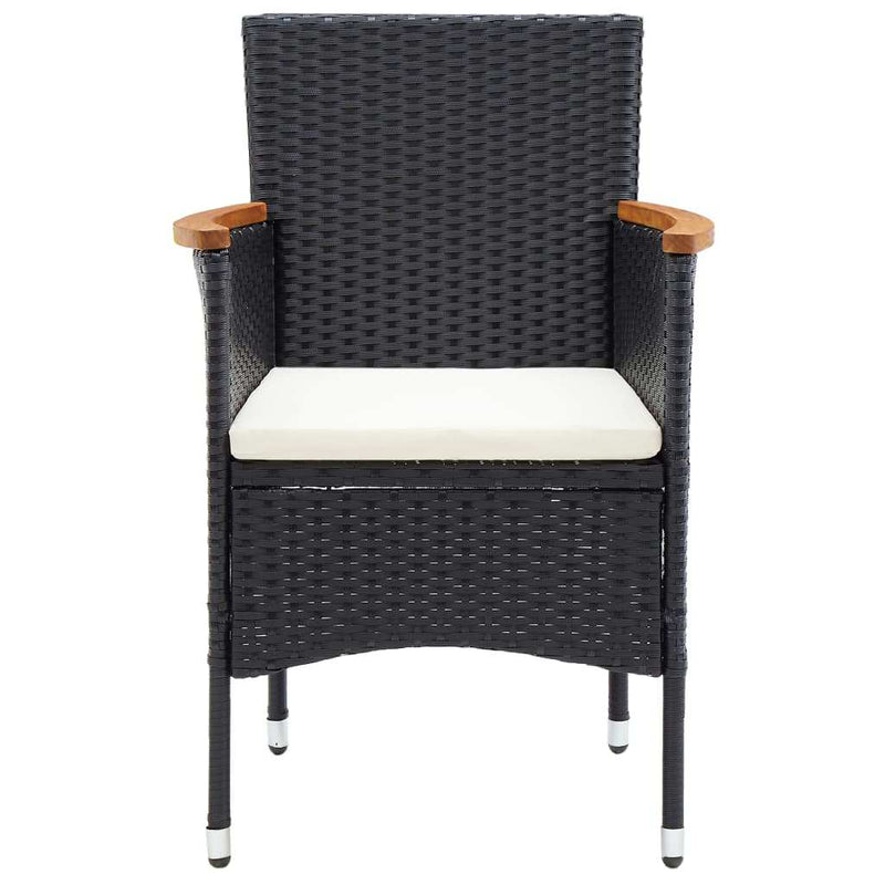 Set mobilier de grădină cu perne, 9 piese, negru, poliratan