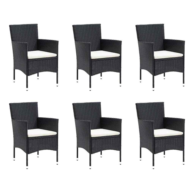 Set mobilier de grădină cu perne, 9 piese, negru, poliratan