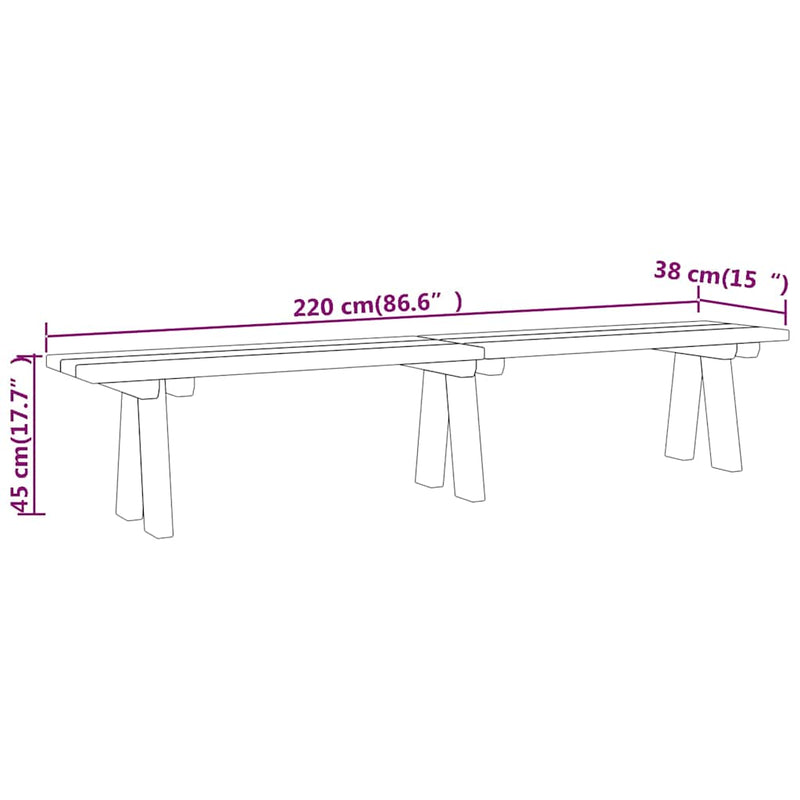 Bancă de grădină, 220 cm, lemn masiv de pin impregnat