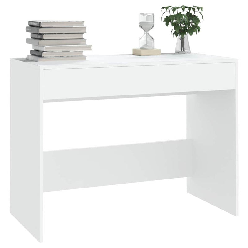 Birou, alb, 101x50x76,5 cm, lemn prelucrat