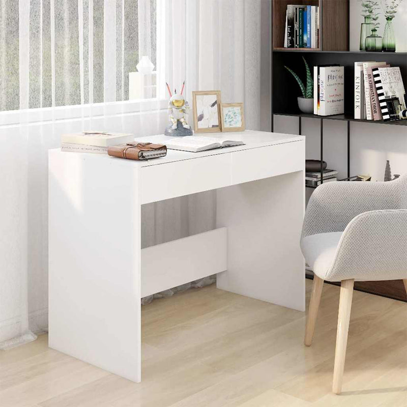 Birou, alb, 101x50x76,5 cm, lemn prelucrat