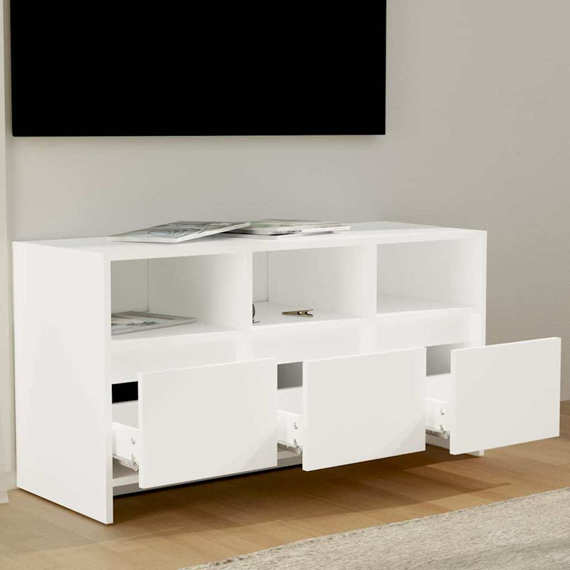 Comodă TV, alb, 102x37,5x52,5 cm, PAL