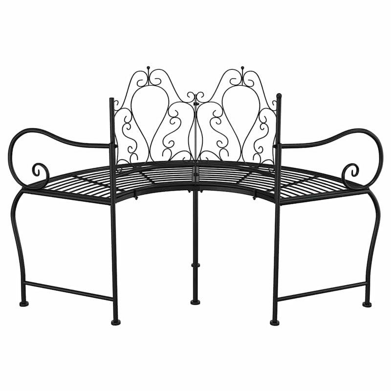 Bancă circulară de copac, negru, 150 cm, oțel