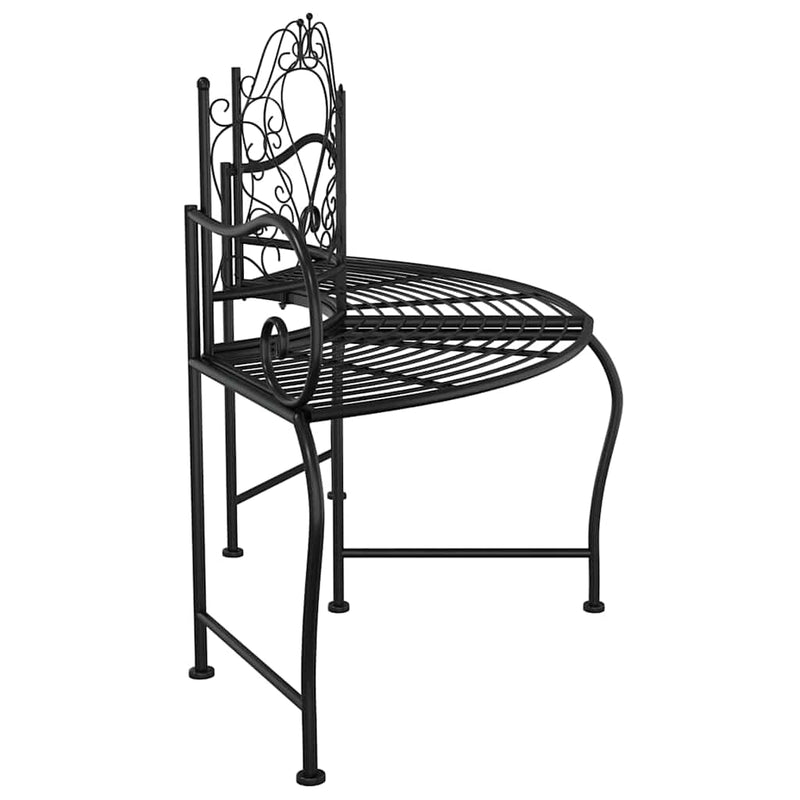 Bancă circulară de copac, negru, 150 cm, oțel
