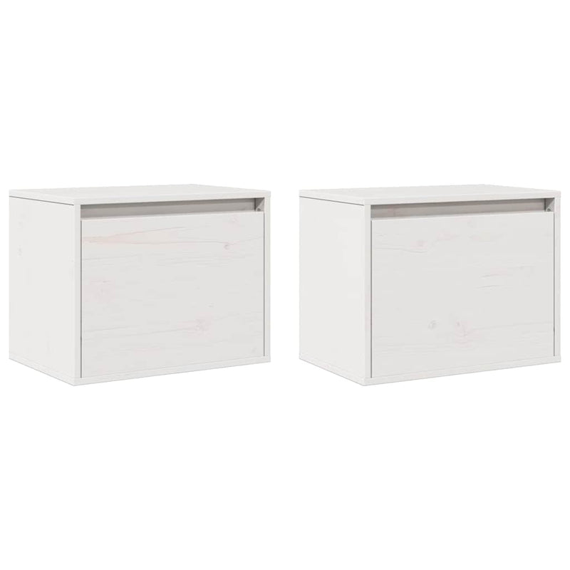 Dulapuri de perete, 2 buc., alb, 45x30x35 cm, lemn masiv de pin