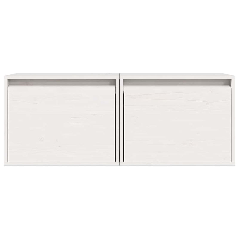 Dulapuri de perete, 2 buc., alb, 45x30x35 cm, lemn masiv de pin