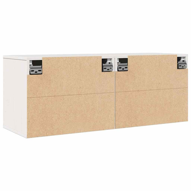 Dulapuri de perete, 2 buc., alb, 45x30x35 cm, lemn masiv de pin