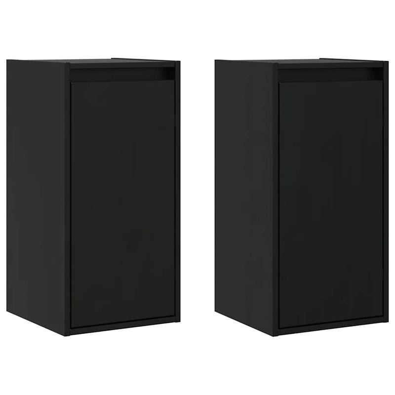 Dulapuri de perete, 2 buc., negru, 30x30x60 cm, lemn masiv pin