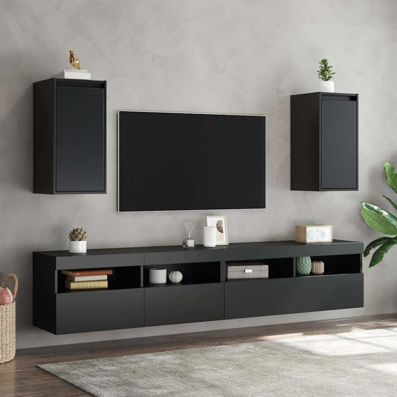 Dulapuri de perete, 2 buc., negru, 30x30x60 cm, lemn masiv pin