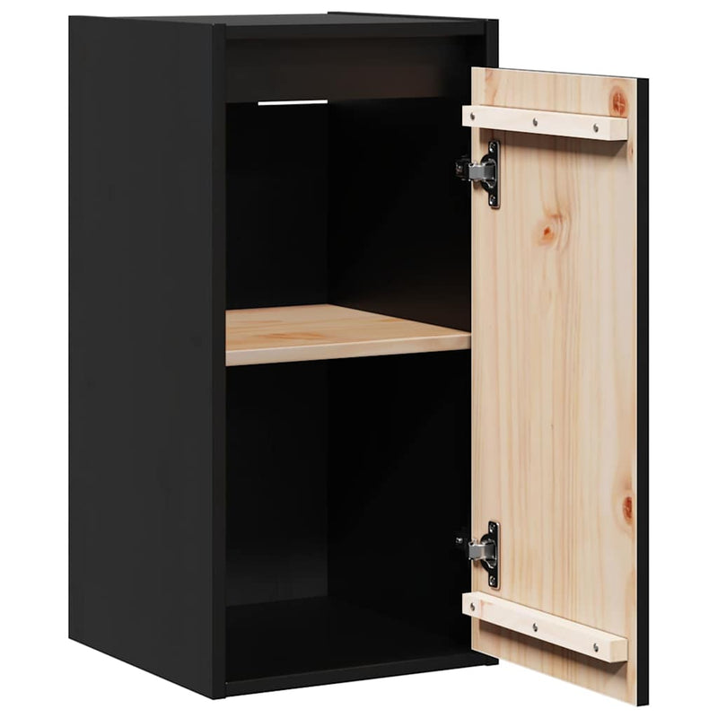 Dulapuri de perete, 2 buc., negru, 30x30x60 cm, lemn masiv pin