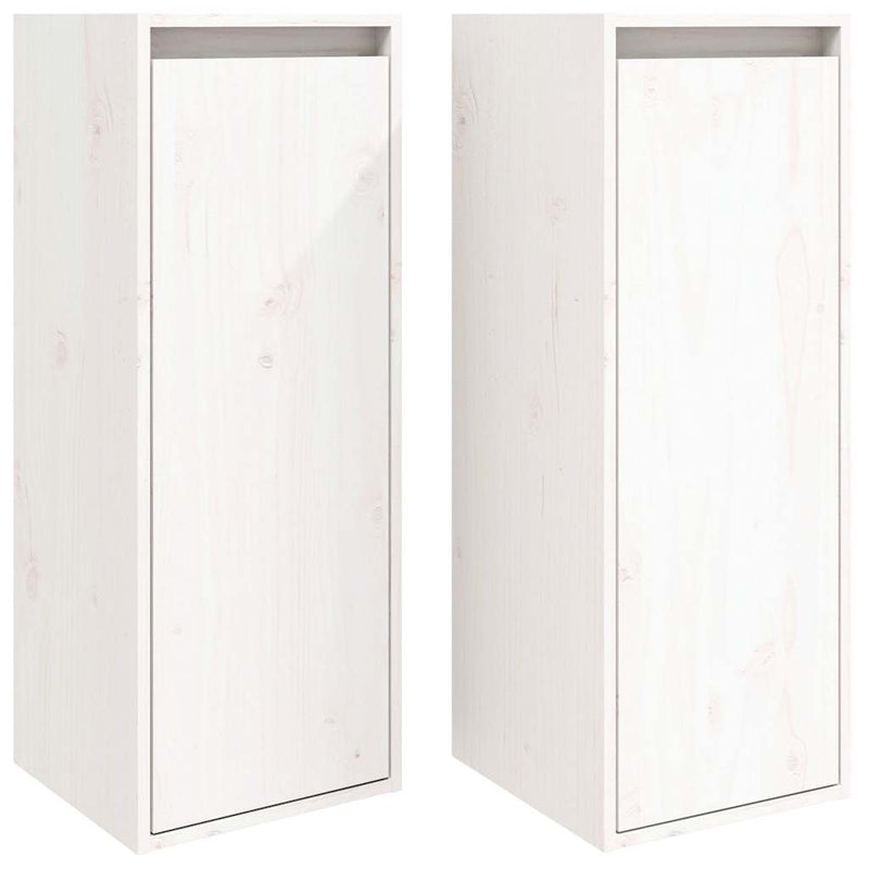 Dulapuri de perete, 2 buc., alb, 30x30x80 cm, lemn masiv de pin