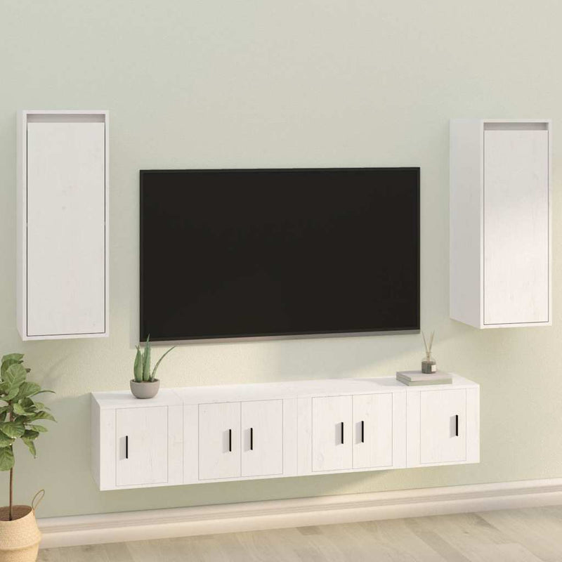 Dulapuri de perete, 2 buc., alb, 30x30x80 cm, lemn masiv de pin