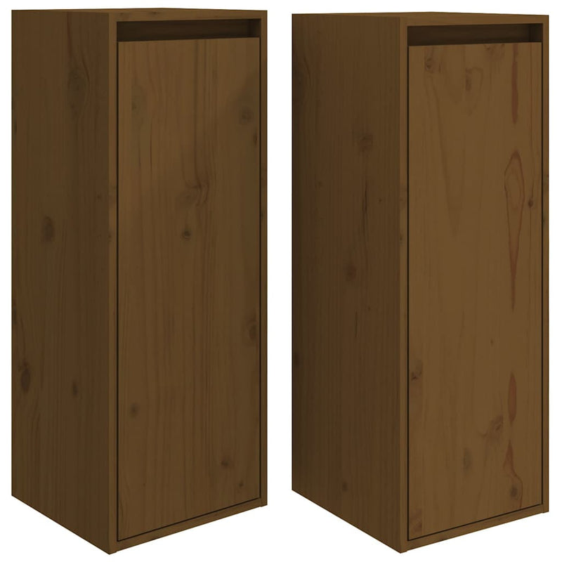 Dulapuri de perete 2 buc. maro miere 30x30x80 cm lemn de pin