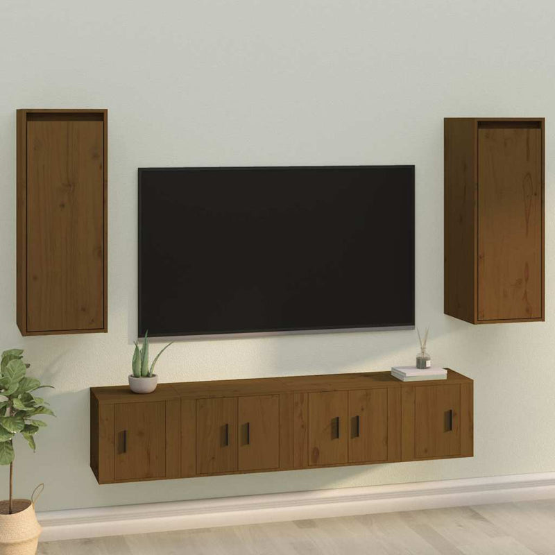 Dulapuri de perete 2 buc. maro miere 30x30x80 cm lemn de pin