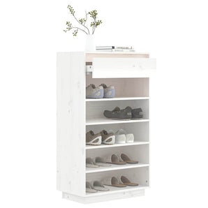 Pantofar, alb, 60x34x105 cm, lemn masiv de pin