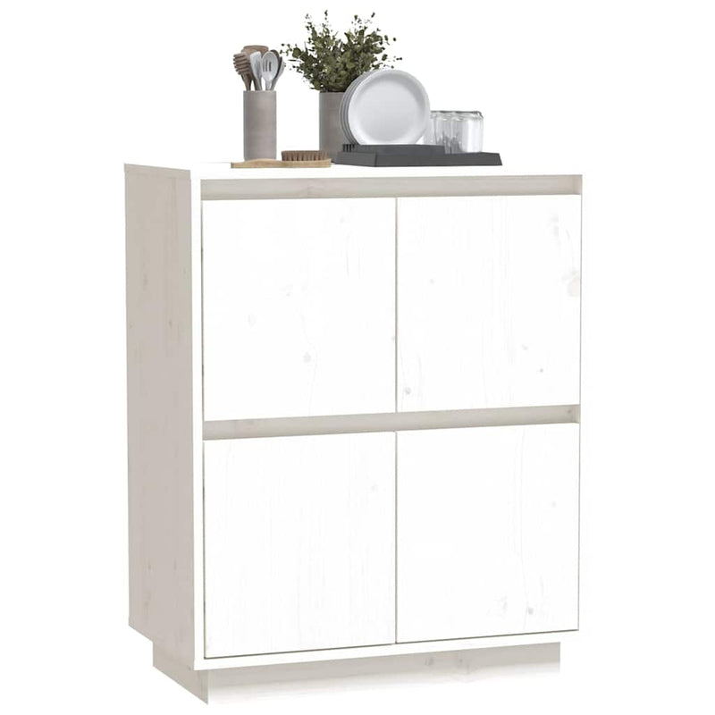 Servantă albă 60x34x75 cm din lemn masiv de pin