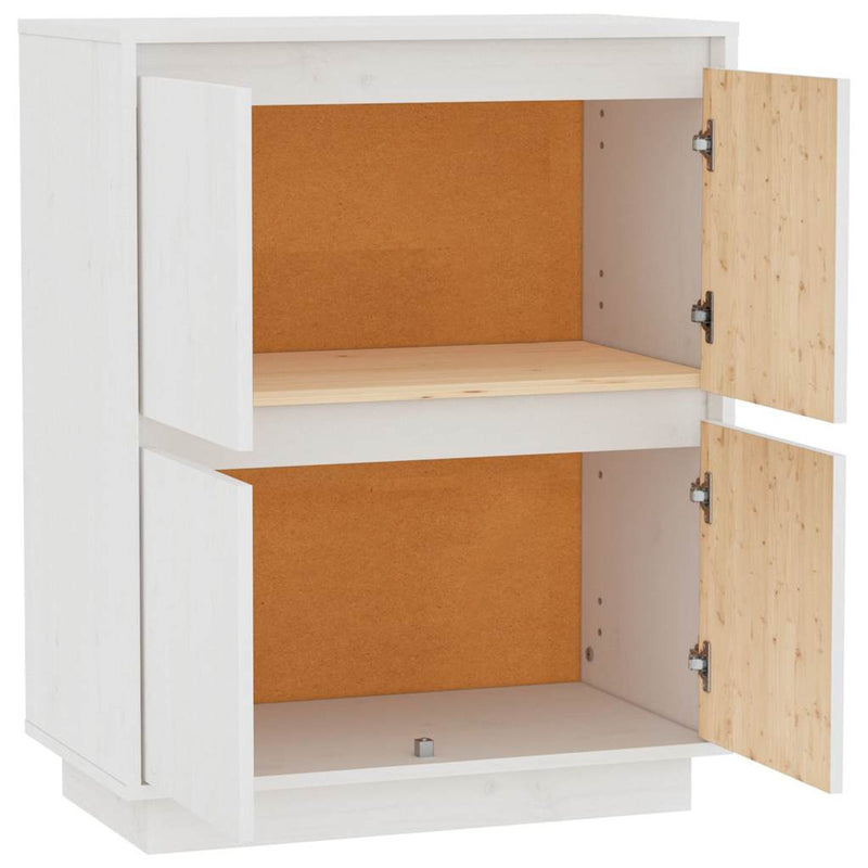 Servantă albă 60x34x75 cm din lemn masiv de pin