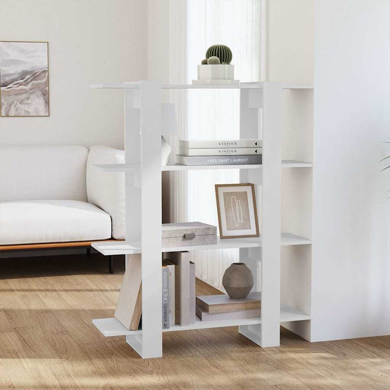 Bibliotecă/Separator cameră, alb, 100x30x123,5 cm