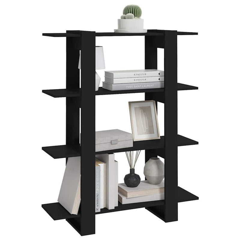 Bibliotecă/Separator cameră, negru, 100x30x123,5 cm