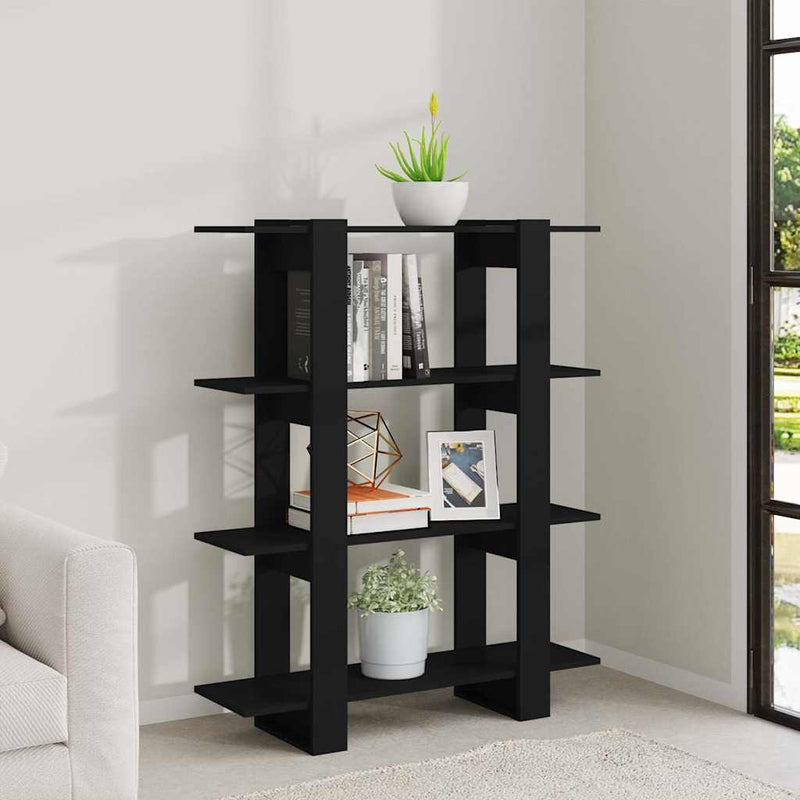 Bibliotecă/Separator cameră, negru, 100x30x123,5 cm