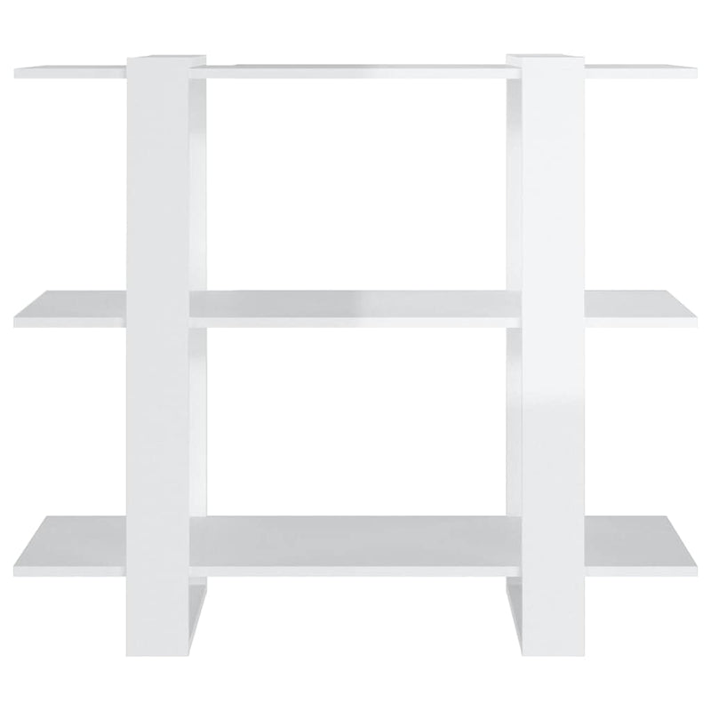 Bibliotecă/Separator cameră, alb extralucios, 100x30x87 cm