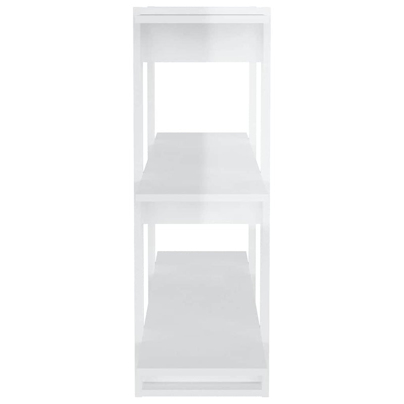 Bibliotecă/Separator cameră, alb extralucios, 100x30x87 cm
