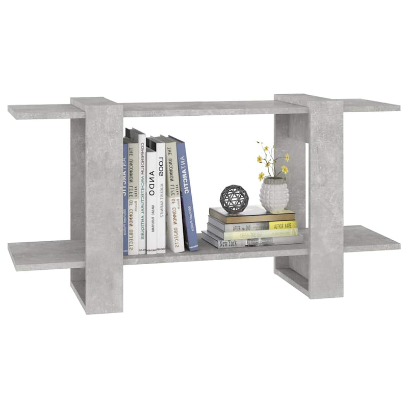 Bibliotecă, gri beton, 100x30x51 cm, lemn compozit