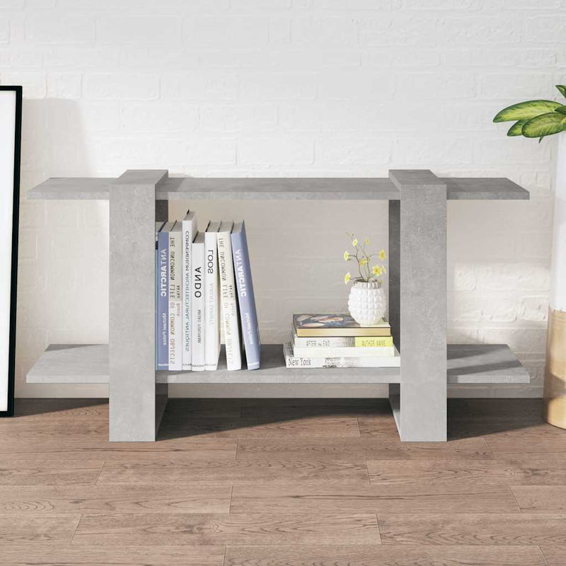 Bibliotecă, gri beton, 100x30x51 cm, lemn compozit