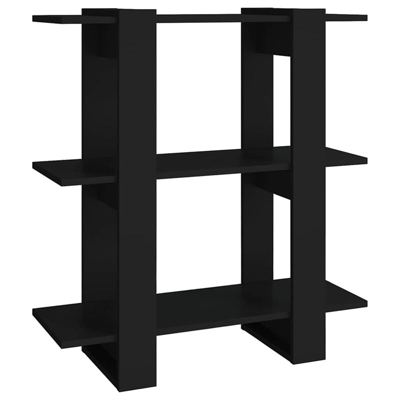 Bibliotecă/Separator cameră, negru, 80x30x87 cm