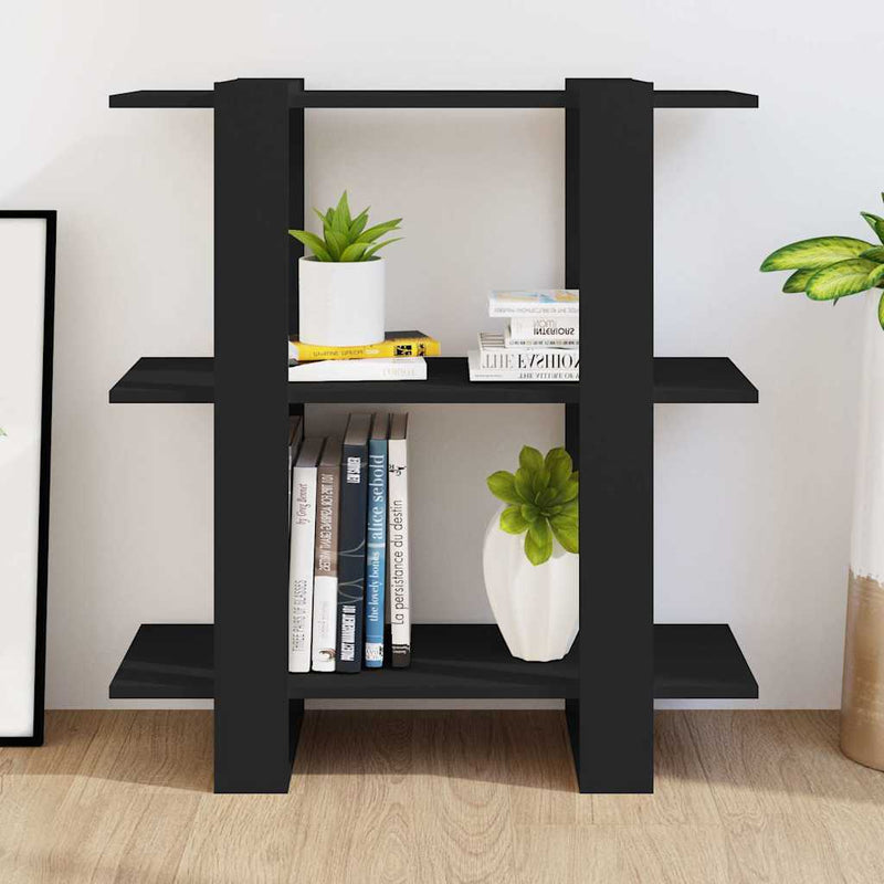 Bibliotecă/Separator cameră, negru, 80x30x87 cm