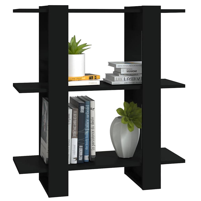 Bibliotecă/Separator cameră, negru, 80x30x87 cm