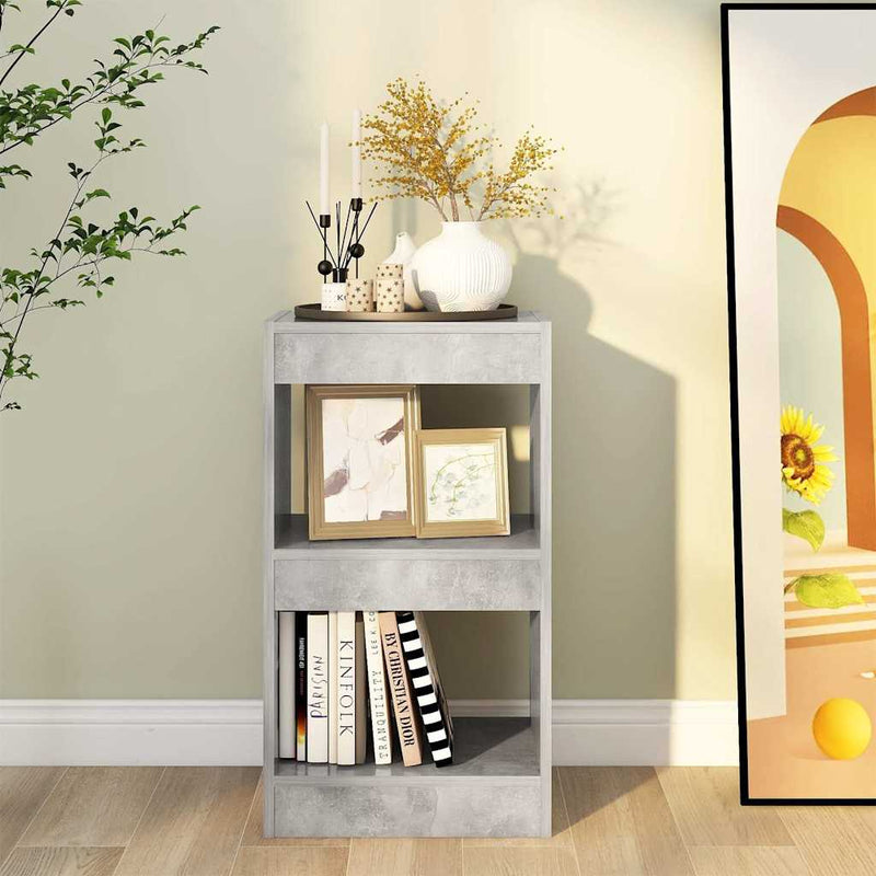Bibliotecă/Separator cameră, gri beton, 40x30x72 cm