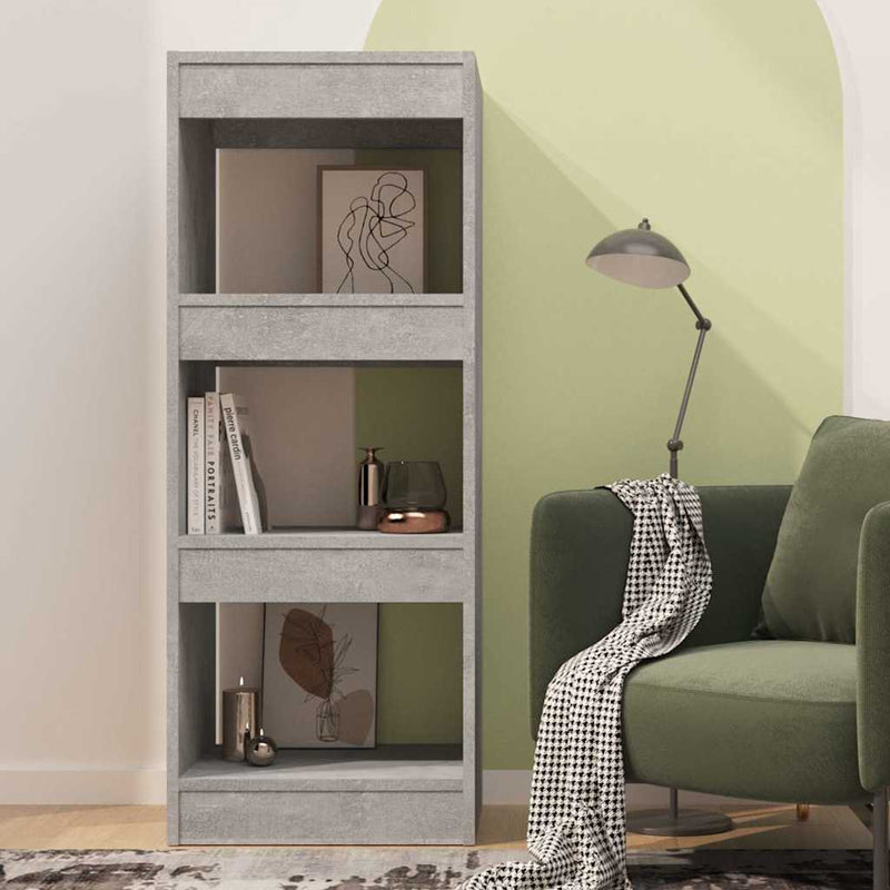 Bibliotecă/Separator cameră, gri beton, 40x30x103 cm, PAL