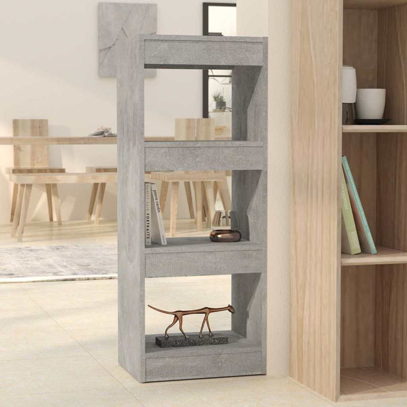 Bibliotecă/Separator cameră, gri beton, 40x30x103 cm, PAL