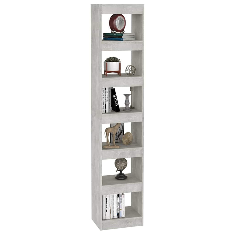 Bibliotecă/Separator cameră, gri beton, 40x30x198 cm