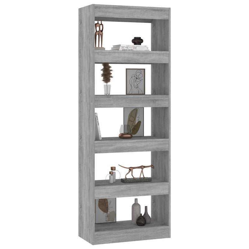 Bibliotecă/Separator cameră, gri beton, 60x30x166 cm, PAL