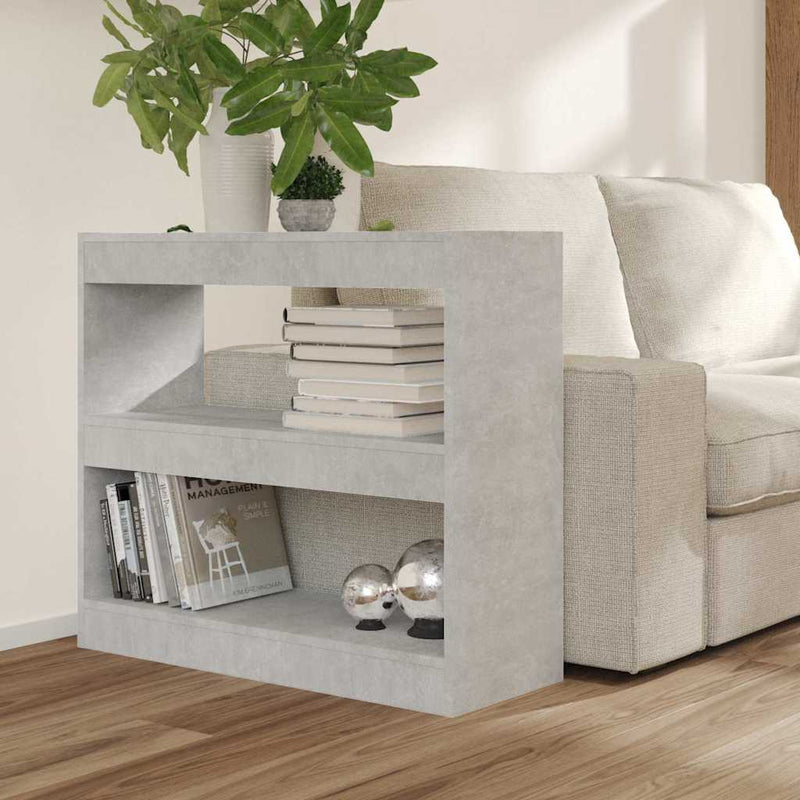 Bibliotecă/Separator cameră, gri beton, 80x30x72 cm