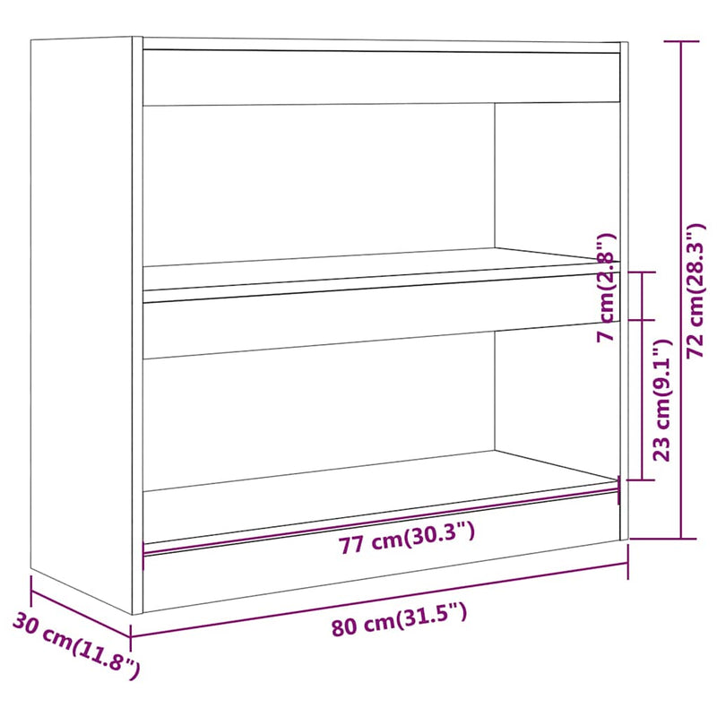 Bibliotecă/Separator cameră, gri beton, 80x30x72 cm