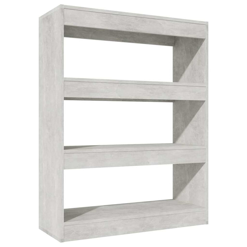 Bibliotecă/Separator cameră gri beton 80x30x103cm lemn compozit