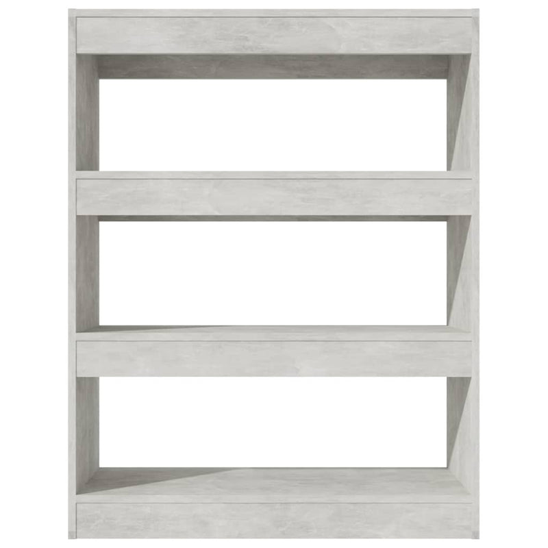 Bibliotecă/Separator cameră gri beton 80x30x103cm lemn compozit