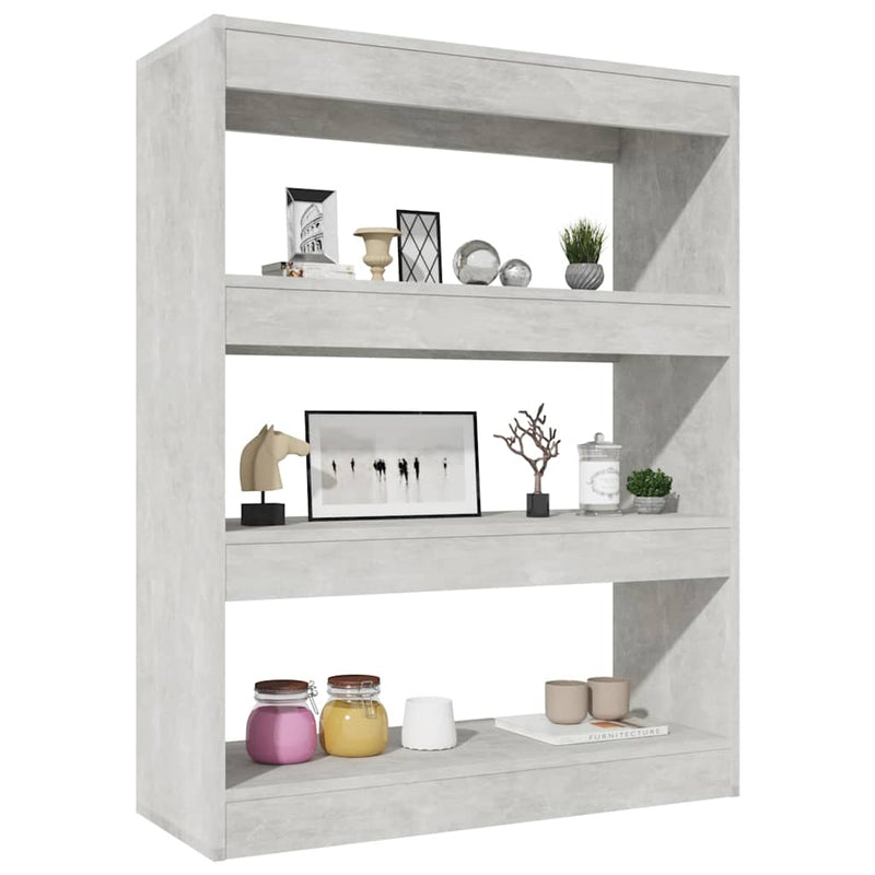 Bibliotecă/Separator cameră gri beton 80x30x103cm lemn compozit