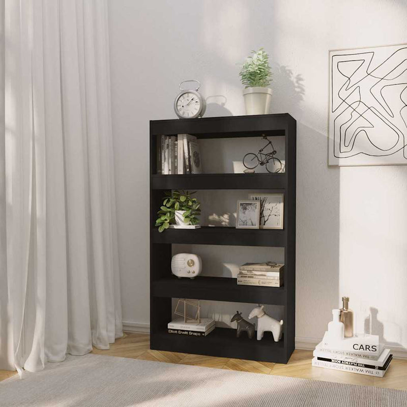 Bibliotecă/Separator cameră, negru, 80x30x135 cm, PAL