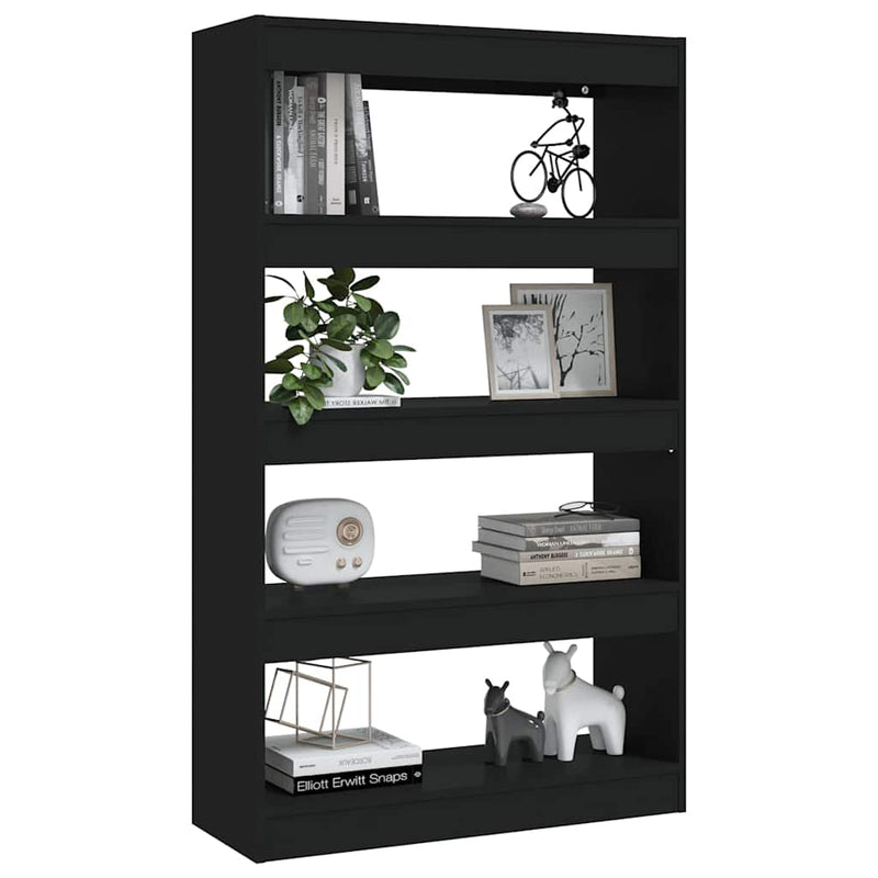 Bibliotecă/Separator cameră, negru, 80x30x135 cm, PAL