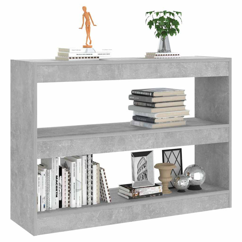 Bibliotecă/Separator cameră, gri beton, 100x30x72 cm