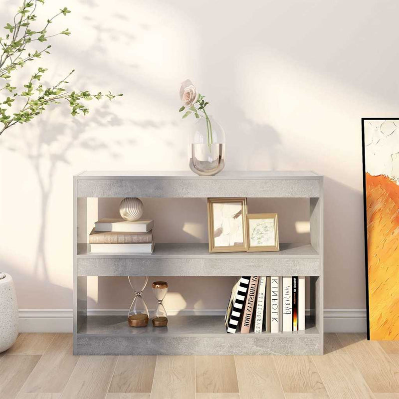 Bibliotecă/Separator cameră, gri beton, 100x30x72 cm