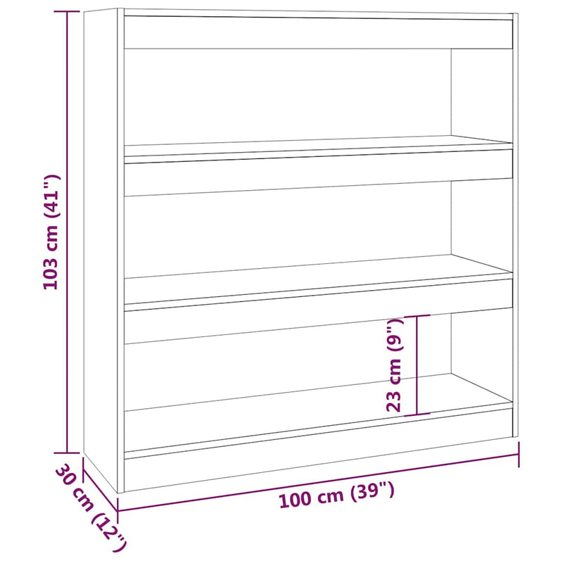 Bibliotecă/Separator cameră, alb, 100x30x103 cm